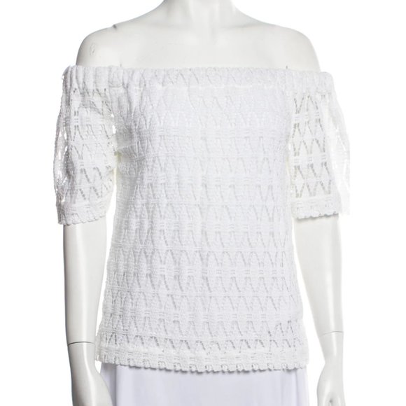 A.L.C. Off-The-Shoulder White Crochet Cheyenne Top - Picture 2 of 7